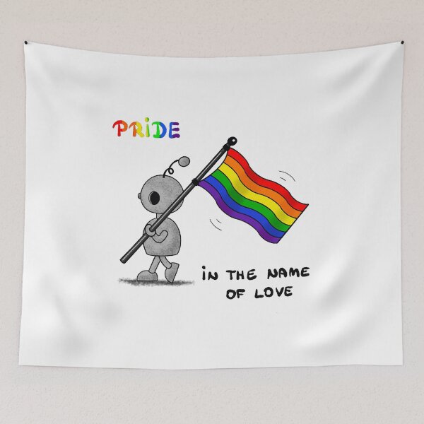 Item preview, stonybot pride rainbow flag cute robot designed and sold by Pezi-Creation.