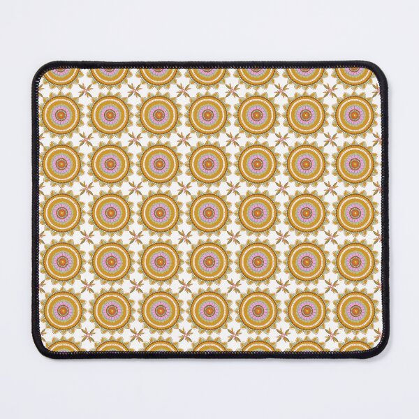 Item preview, Stylised flowers yellow circles pattern in white designed and sold by Abizola.