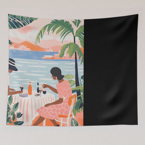 Item preview, Mediterranean Dinner by the Ocean in Matisse Style Painting designed and sold by regnumsaturni.