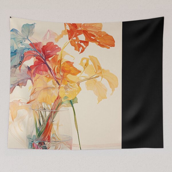 Item preview, Modern Realistic Japanese Painting of Colorful Flowers in a Vase designed and sold by regnumsaturni.