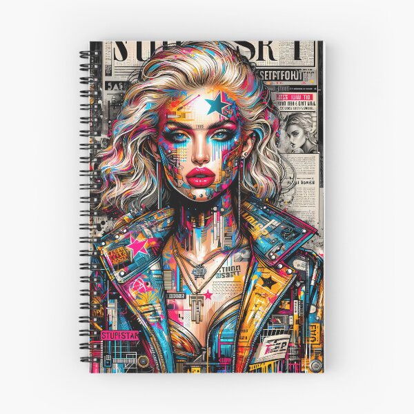 Item preview, Technopunk Superstar: Vibrant Mixed Media Portrait designed and sold by TriarArt.