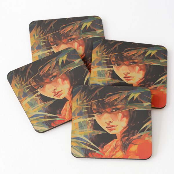 Item preview, Modern Realistic Japanese Painting of Woman Amidst Vibrant Foliage designed and sold by regnumsaturni.
