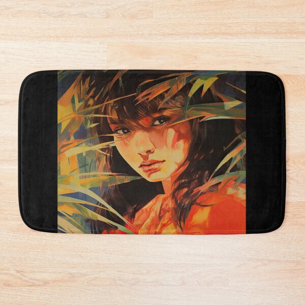 Item preview, Modern Realistic Japanese Painting of Woman Amidst Vibrant Foliage designed and sold by regnumsaturni.