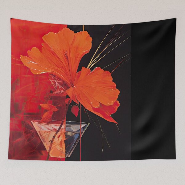 Item preview, Modern Realistic Japanese Painting with Red Flower in Glass Vase designed and sold by regnumsaturni.