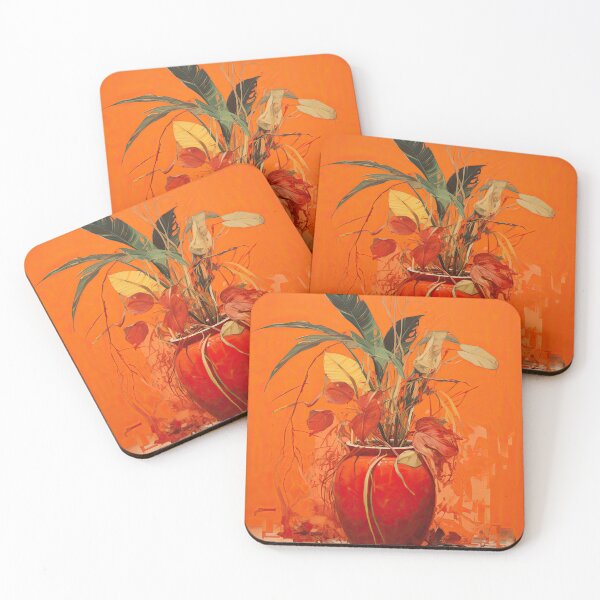 Item preview, Modern Realistic Japanese Painting with Vibrant Red and Orange Vase designed and sold by regnumsaturni.