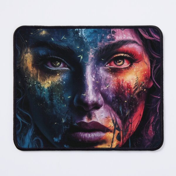 Item preview, Abstract Portrait of Woman's Face with Nighttime Forest and Fireflies designed and sold by BENMBARK.