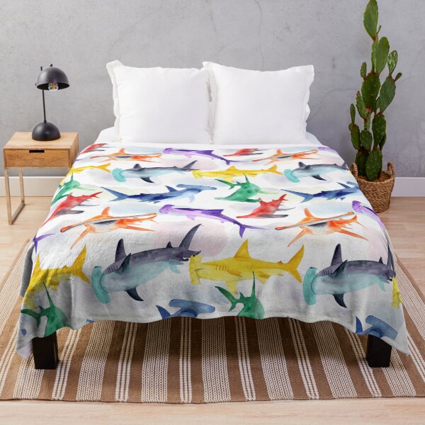 Item preview, Rainbow Hammerheads and Clouds pattern designed and sold by SMHPaperDesigns.