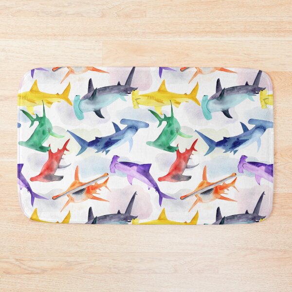 Item preview, Rainbow Hammerheads and Clouds pattern designed and sold by SMHPaperDesigns.