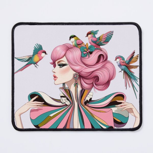Item preview, Le Jardin fashion illustration with birds designed and sold by coloursforkids.