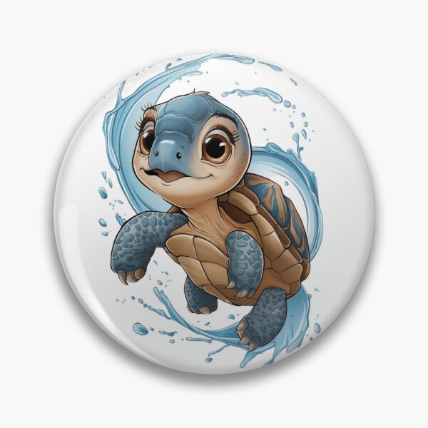 Artikelvorschau, Playful Baby Turtle in Blue Water Splashes - Captivating Illustration entworfen und verkauft von BENMBARK.