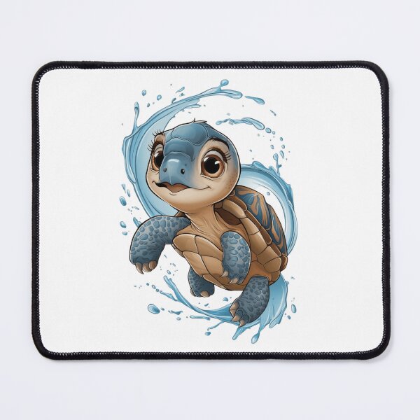 Item preview, Playful Baby Turtle in Blue Water Splashes - Captivating Illustration designed and sold by BENMBARK.