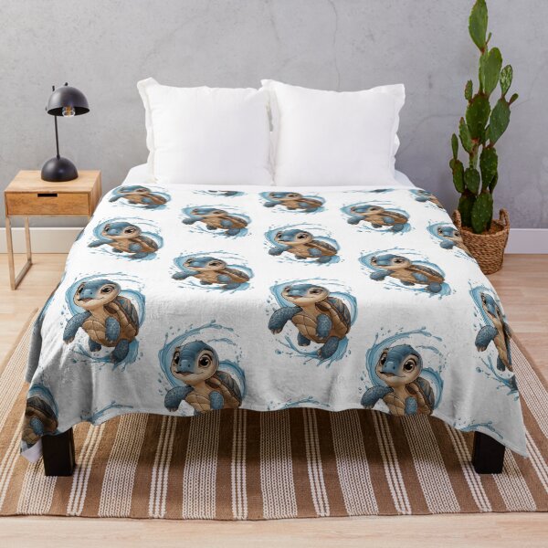 Item preview, Playful Baby Turtle in Blue Water Splashes - Captivating Illustration designed and sold by BENMBARK.