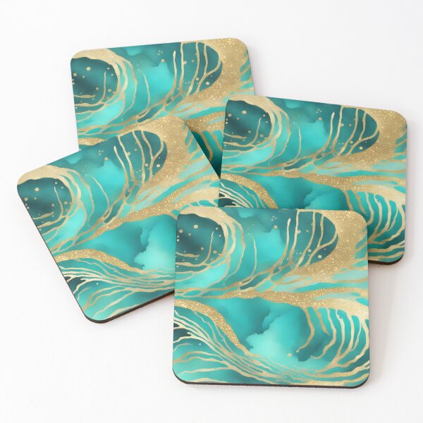 Item preview, Golden Waves in Turquoise Sea designed and sold by CalmnessbyChoice.