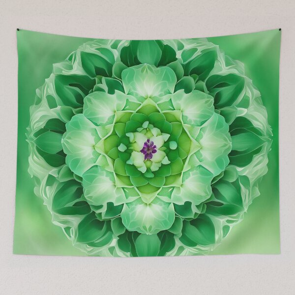 Item preview, Green Floral Mandala with a Touch of Color designed and sold by MandalasShops.