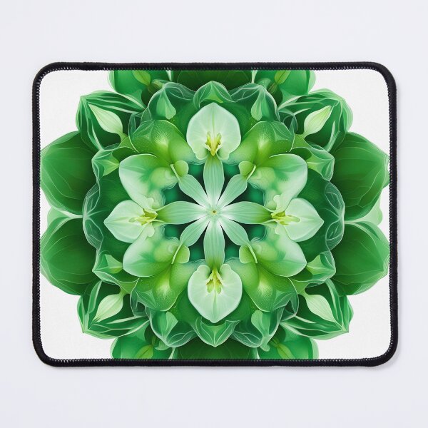 Item preview, Mandala of Green Leaves and White Flowers designed and sold by MandalasShops.