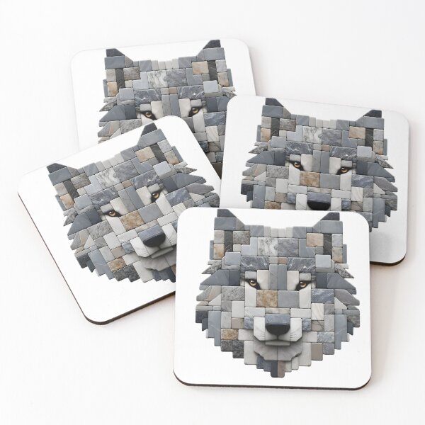 Item preview, Wolf's Gaze: Minimalist Stone Art designed and sold by AI-Only Creations.