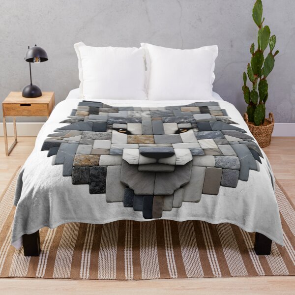 Item preview, Wolf's Gaze: Minimalist Stone Art designed and sold by AI-Only Creations.