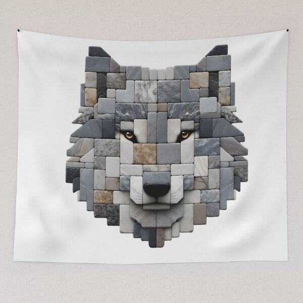 Item preview, Wolf's Gaze: Minimalist Stone Art designed and sold by AI-Only Creations.
