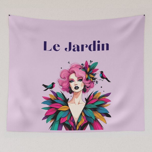 Item preview, Le Jardin vibrant fashion illustration with birds designed and sold by coloursforkids.