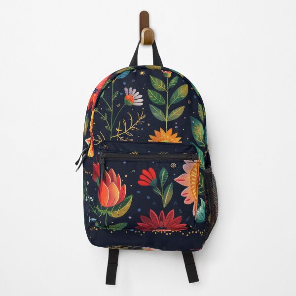 Item preview, Colorful Folk Art Floral Pattern With Gold Accents on a Dark Background designed and sold by brandway.