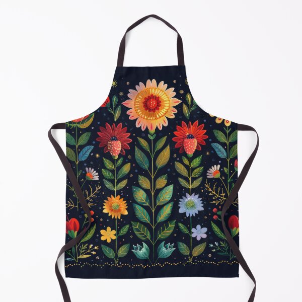 Item preview, Colorful Folk Art Floral Pattern With Gold Accents on a Dark Background designed and sold by brandway.