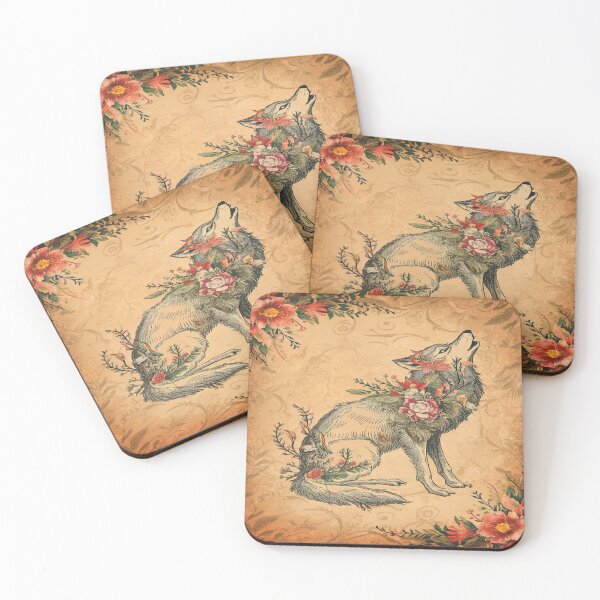 Item preview, Floral Whispers: Vintage Reverie of an Enchanting Wolf designed and sold by Stephani Analah.