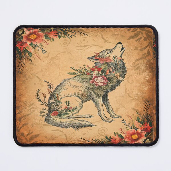 Item preview, Floral Whispers: Vintage Reverie of an Enchanting Wolf designed and sold by Stephani Analah.