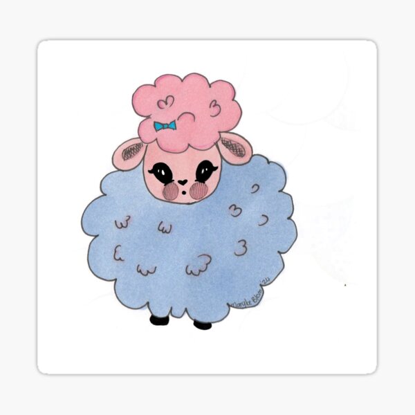 Cute Sheep Illustration by Rykie Sticker