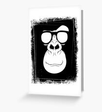 Hipster Monkey with Glasses Black and White Greeting Card