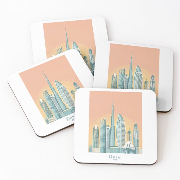 Item preview, Vintage Minimalist Travel Poster Dubai – Retro Skyline Art Print designed and sold by pod24.