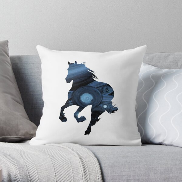 Blue Horse Throw Pillow