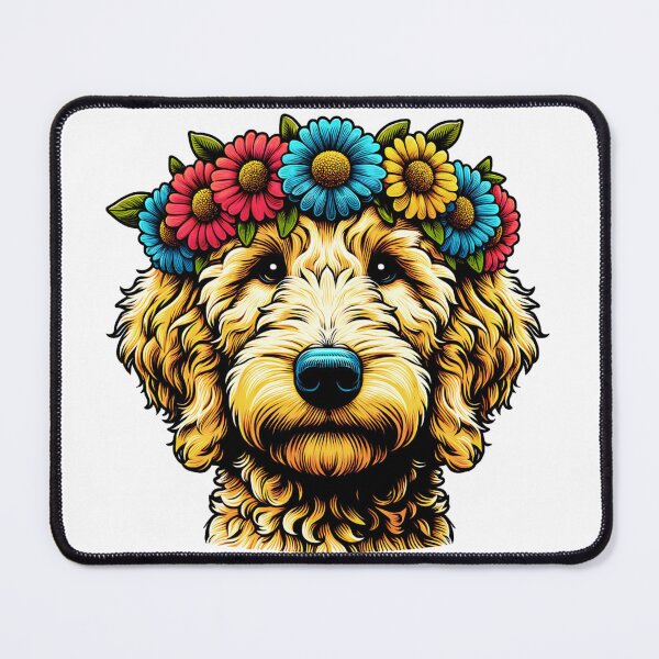 Item preview, Cute Goldendoodle With Flower Crown designed and sold by TheAnimalZ00.