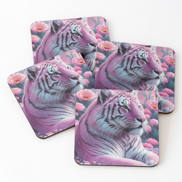 Item preview, Pastel Elegance: Majestic Pink Tiger Among Enchanting Florals designed and sold by Stephani Analah.