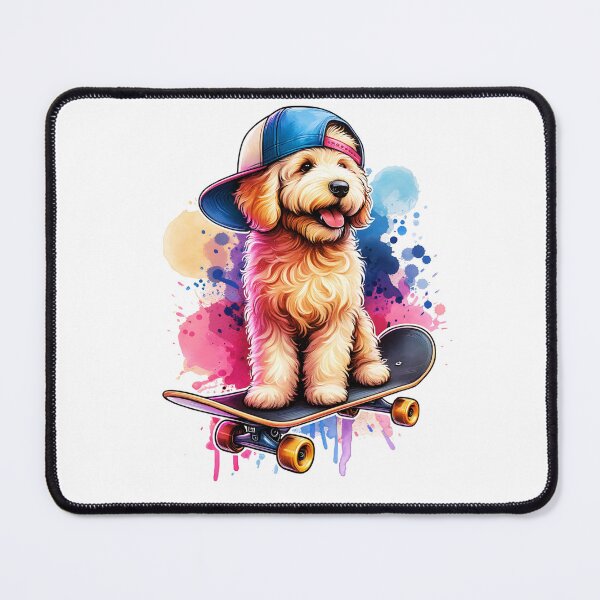 Item preview, Watercolor Skateboarding Goldendoodle designed and sold by TheAnimalZ00.