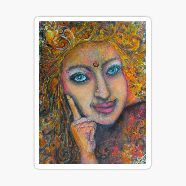 &amp;quot;Indian Girl - Oil painting from Collection Nostalgia&amp;quot; Sticker by ...