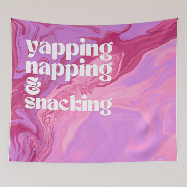 Aperçu de l'œuvre Yapping Sieste Snacking Marbre Fond Rose créée et vendue par Dazzline Designs.