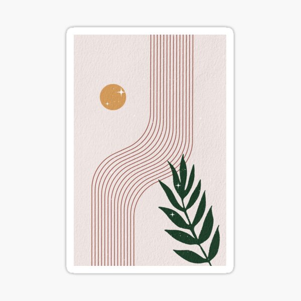 Geometric Sun and Leaves Sticker