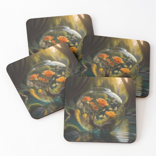 Item preview, Enchanted Forest Orb: Hummingbird With Peach Yellow Flowers designed and sold by EnchantedVista.