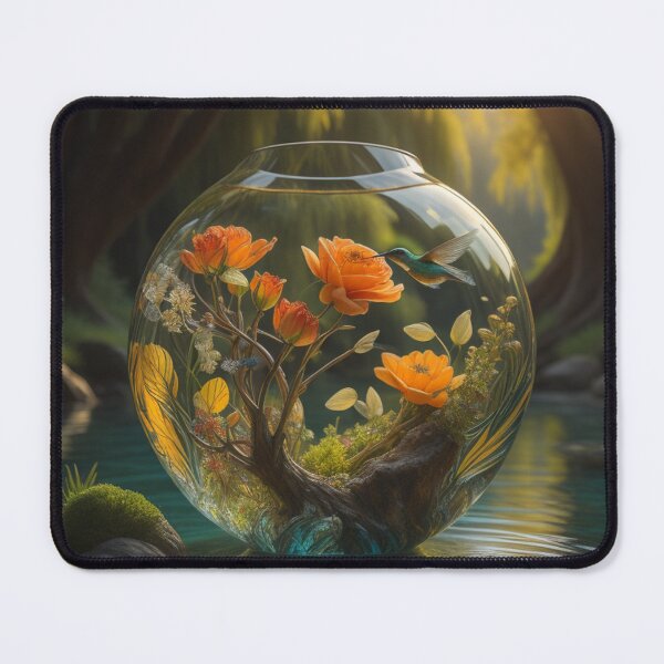 Item preview, Enchanted Forest Orb: Hummingbird With Peach Yellow Flowers designed and sold by EnchantedVista.