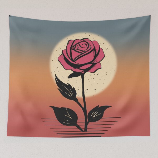Item preview, Single pink rose against a sunset background designed and sold by SimoesArtistry.