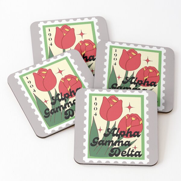 Item preview, Alpha Gamma Delta Sorority Flower Stamp Sticker v2 designed and sold by skrauskopf.