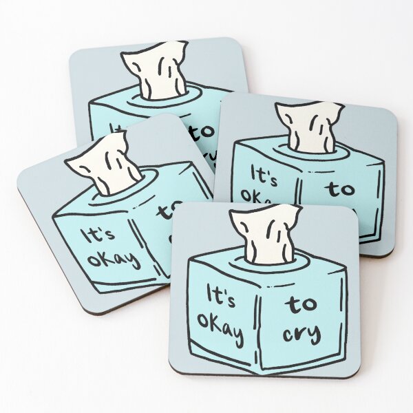Item preview, It’s okay to cry - tissue box designed and sold by Cassie Cain.