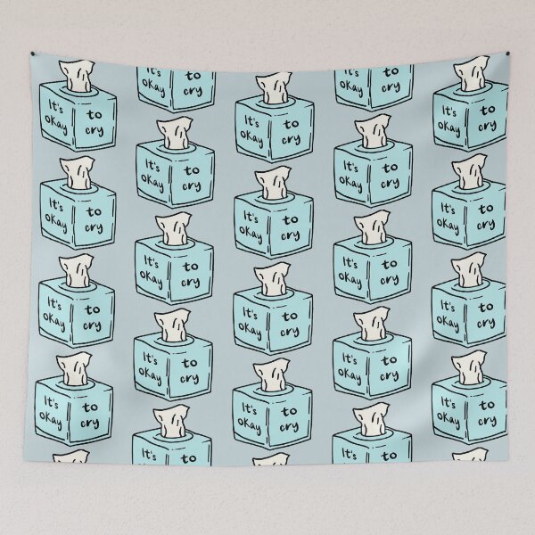 Item preview, It’s okay to cry - tissue box designed and sold by Cassie Cain.