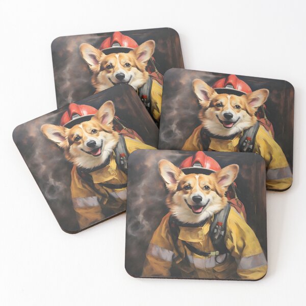 Item preview, Firefighter Corgi Portrait Art designed and sold by ConfettiSkyArt.