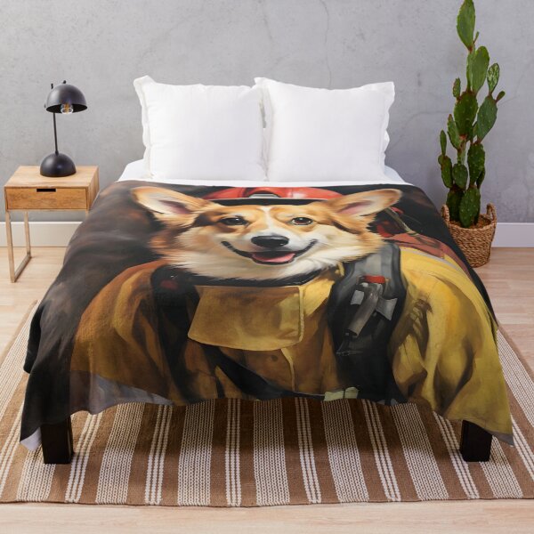 Item preview, Firefighter Corgi Portrait Art designed and sold by ConfettiSkyArt.