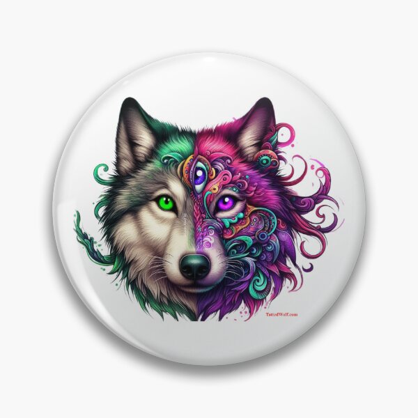 Item preview, Tatted Wolf with Curly Fur and Heterochromia designed and sold by TattedWolf.