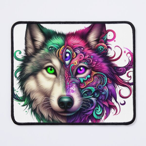 Item preview, Tatted Wolf with Curly Fur and Heterochromia designed and sold by TattedWolf.