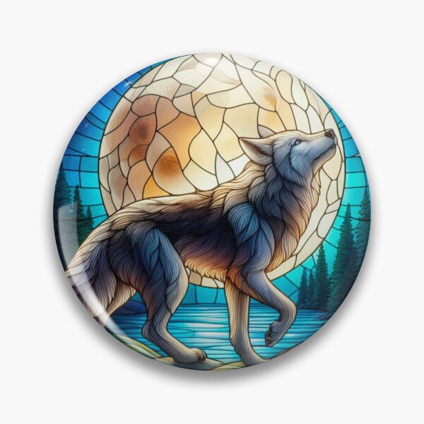 Item preview, Wolf in stained glass under the moon designed and sold by TUnivers.