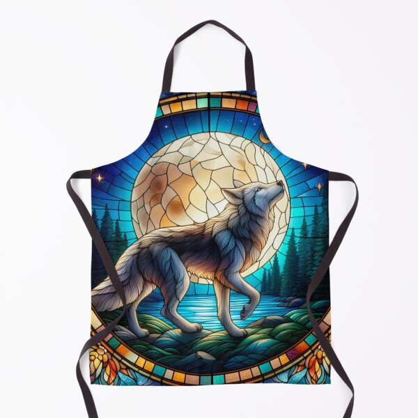 Item preview, Wolf in stained glass under the moon designed and sold by TUnivers.