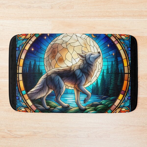 Item preview, Wolf in stained glass under the moon designed and sold by TUnivers.